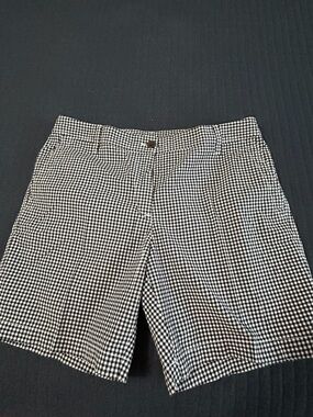 Talbots Black and White Gingham Relaxed Chino Shorts
